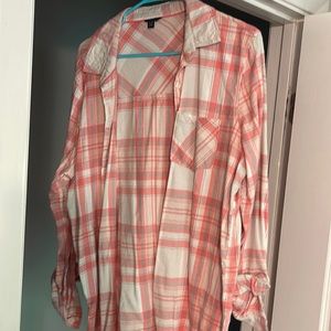 Long Sleeve Pink Plaid Shirt